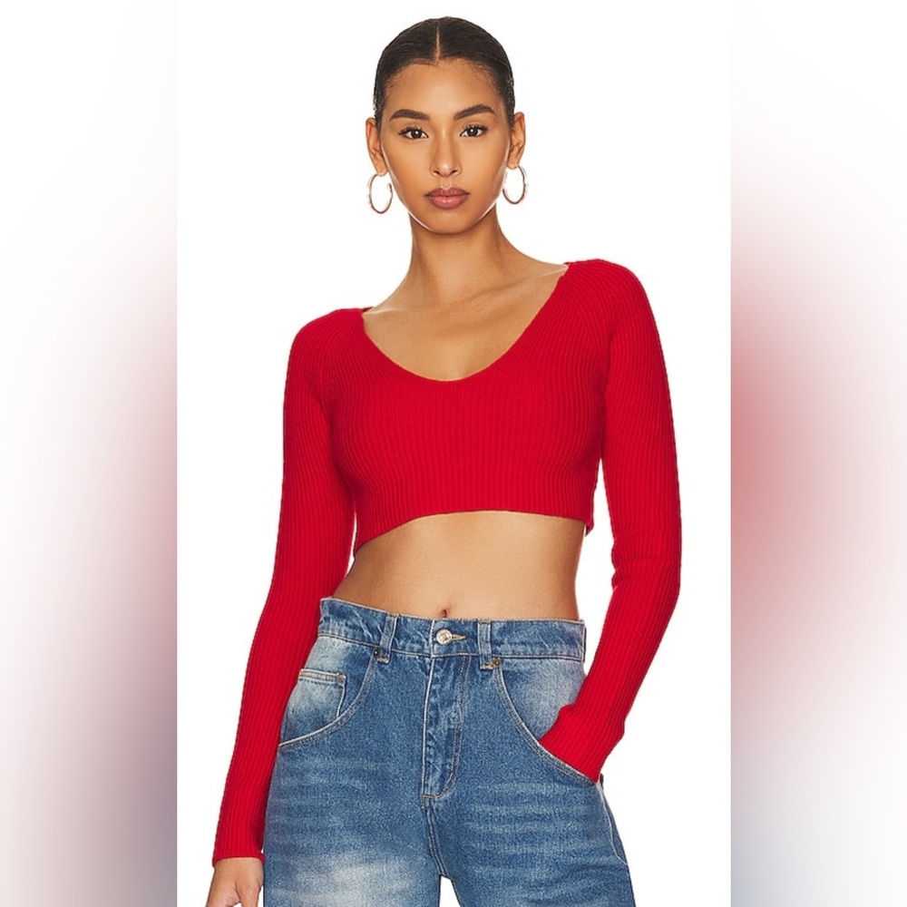 Revolve Red Mina Crop Sweater. NWOT.
